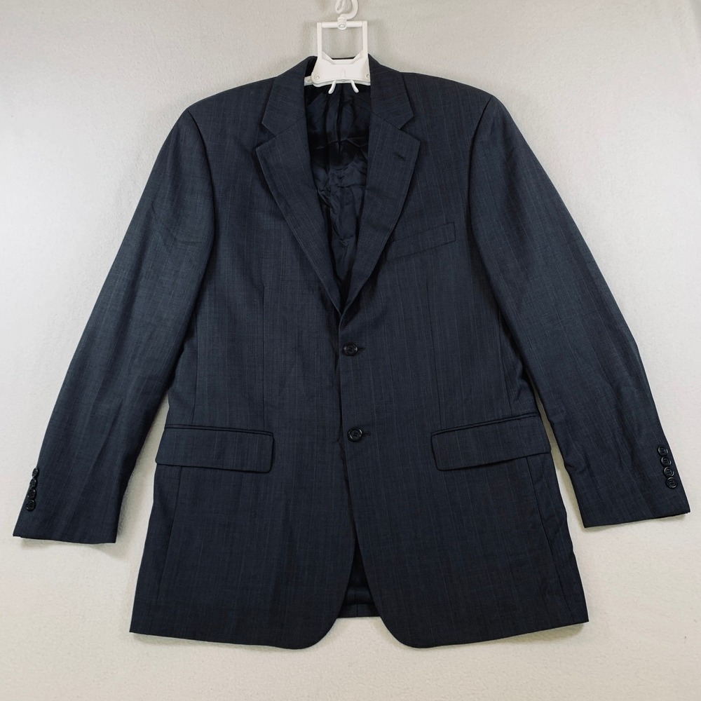 Pronto Uomo Firenze‎ Men's 40 Long Blue Gray 100% Wool Blazer Suit Jacket Italy